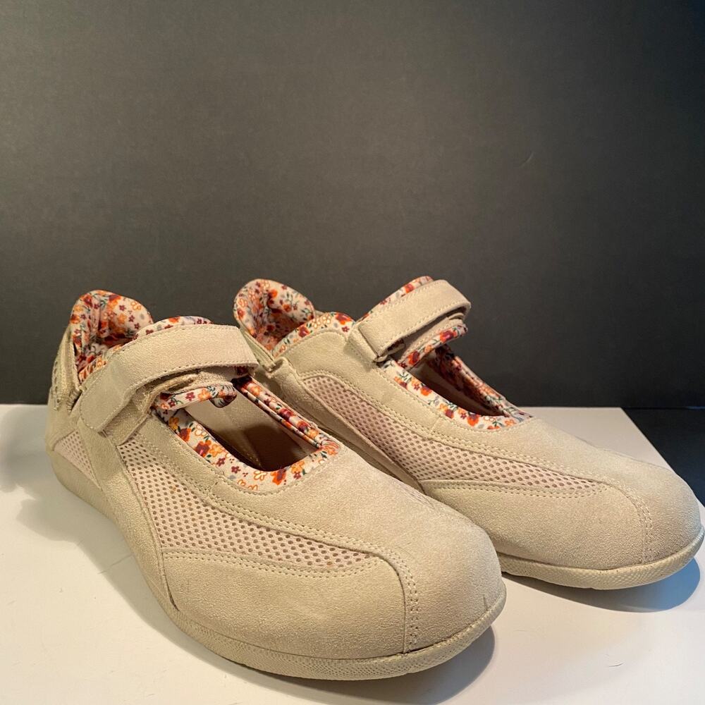 Barefoot Freedom Shoes Women Size 10M Taupe Cream Mesh Comfort Flat Mary Jane